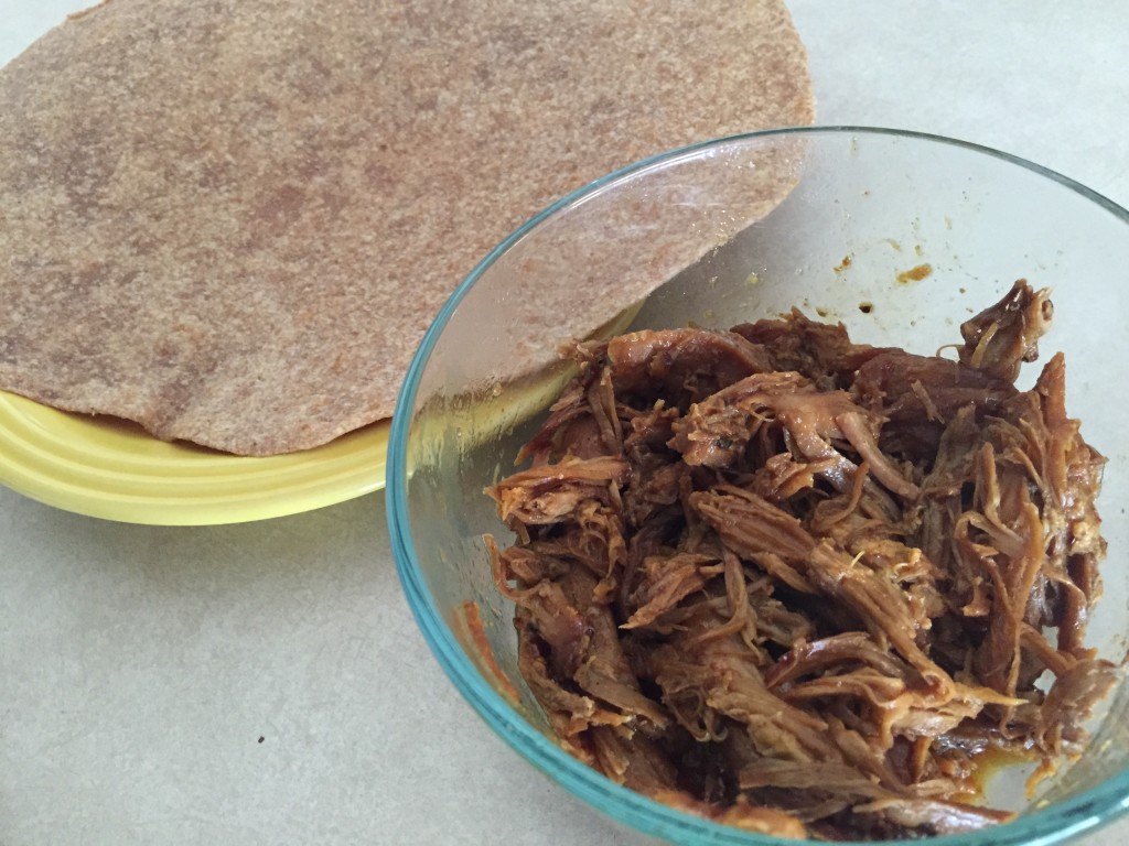 pulled pork and whole wheat tortillas